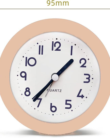 Alarm Clock with Backlight, 4 Inches Cute Analog Round Digital Quartz Clock, Non Ticking, Battery Operated ,Frosted Texture, Simply Design for Living Room, Bedroom ,Bedside, Desk Decorative(Pink)