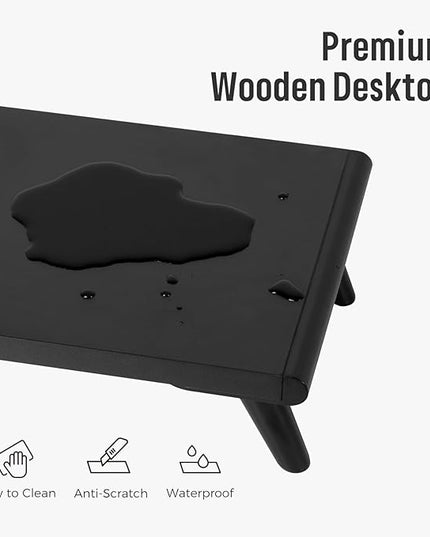 loukin Monitor Stand Riser for Desk, 22.4" x 8.3" Larger Computer Stand for Laptop, PC, Printer, Sturdy Desktop Computer Shelf with Non-Skid Rubber, Home Office (Black)