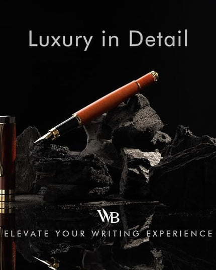 Wordsworth & Black Fountain Pen Set, Luxury Bamboo Wood - Extra Fine Nib, Gift Case; Includes 6 Ink Cartridges, Ink Refill Converter -Journaling, Calligraphy; Drawing, Smooth Writing [Cherry Wood]