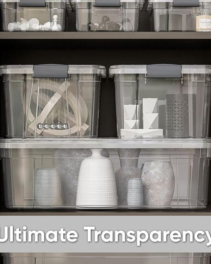 Superio Clear Storage Boxes with Lids, 8.75 Quart Plastic Container Bins for Organizing, Stackable Crates, BPA Free, Non Toxic, Odor Free, Organizers for Home, Office and Dorm, 8 Pack