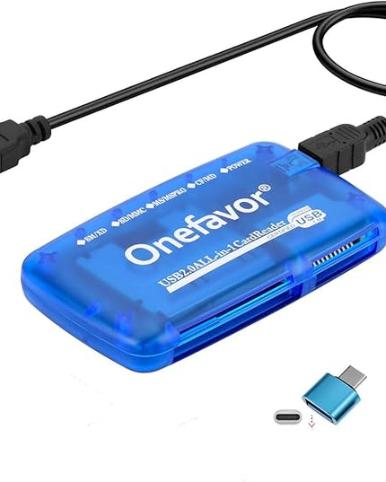 SmartMedia Cards Reader Writer, All-in-1 USB Universal Multi-Card Memory Cards Reader for Windows, Mac, Linux (Card Reader + Type-c Adapter)