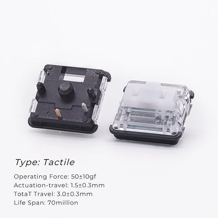 Kailh PG1350 Choc V1 70PCS Mechanical Keyboard Switch kailh Low Profile switches Chocolate Mechanical Keyboard Switch RGB SMD 5-Pin Kailh Switches (White,70Pcs)