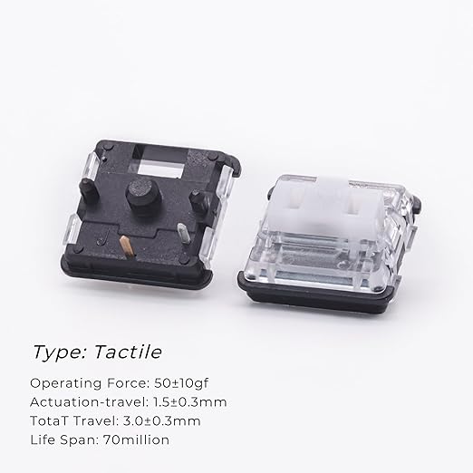 Kailh PG1350 Choc V1 70PCS Mechanical Keyboard Switch kailh Low Profile switches Chocolate Mechanical Keyboard Switch RGB SMD 5-Pin Kailh Switches (White,70Pcs)