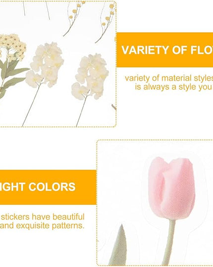 SEWCHICS 4Pcs DIY Scrapbooking Stickers Set Floral Stationery Stickers for Journal and Diary Decorations, Creative Album Decors for Crafting and Handmade Scrapbook Projects