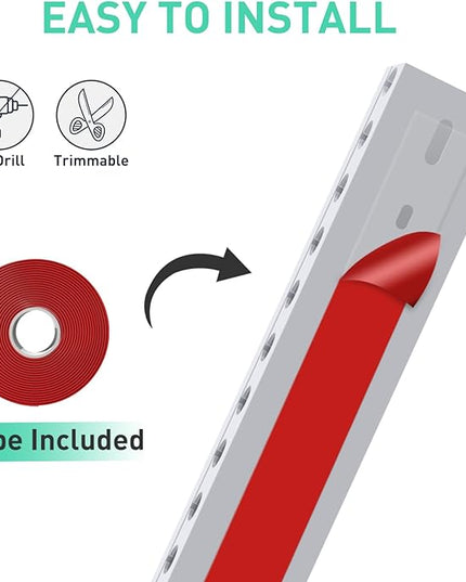 Updated White Cable Raceway Kit, 77 (5x15.5) inch Open Slot Wire Covers for Cords, Cable Management System to Hide Under Desk/TV/Computer/Net/Power Cords(Pack 5)