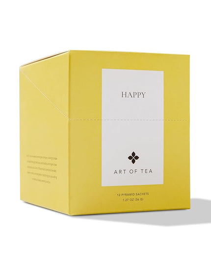 Art of Tea | Organic Happy Tea | Organic Green Tea | 12 Eco Friendly Pyramid Tea Bags Sachet |