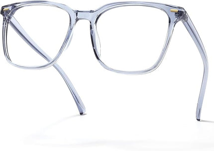 MACJERO Oversized Square Blue Light Blocking Glasses for Women Men, Anti-Fatigue Computer Monitor Gaming Glasses Reduce Eye Strain(transparent Grey)
