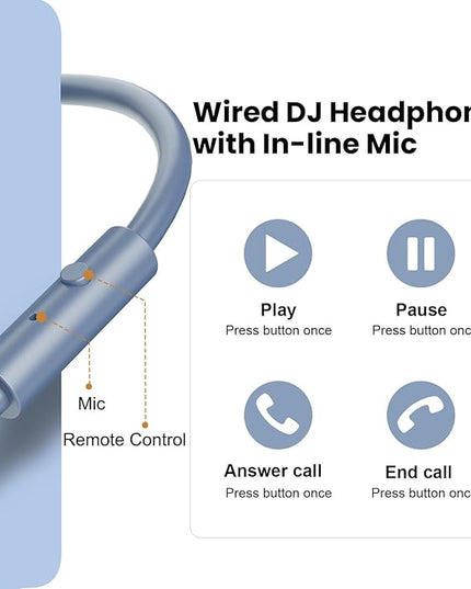 OneOdio A71 Hi-Res Studio Recording Headphones - Wired Over Ear Headphone with SharePort, Monitoring Mixing Foldable Headset with Stereo Sound, 3.5/6.35MM Jack for PC Computer DJ Guitar-Sky Blue