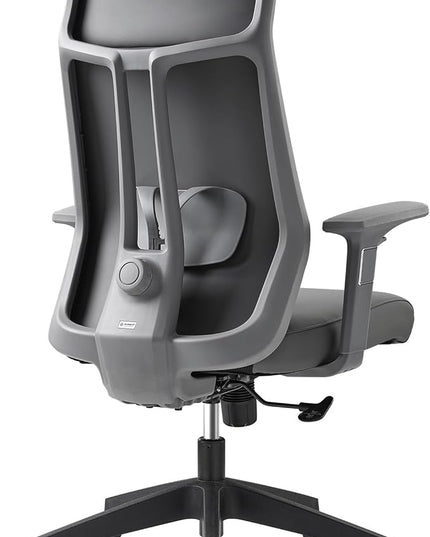 EUREKA ERGONOMIC Valen Leather Desk Chair, High Back Office Chair, Microfiber PU Leather Office Chair with Wheels, Executive Office Chair Comfy for Samll Spaces, Grey