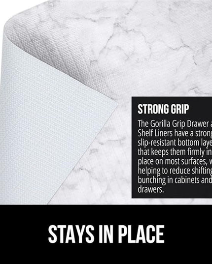 GORILLA GRIP Slip Resistant Drawer and Shelf Liner 2 Pack, Non Adhesive Water Resistant, Easy Clean and Trim, Smooth Surface Liners for Kitchen Cabinet, Shelves, Drawers, Pantry, 20 IN x 20 FT, Marble