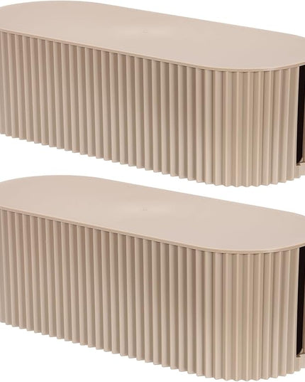 YOKIVE Cable Management Box, Cord Hider Organizer Decorative Strip Storage Box Desk Accessories for Cords Home, Office, Light Brown, 2 Pcs