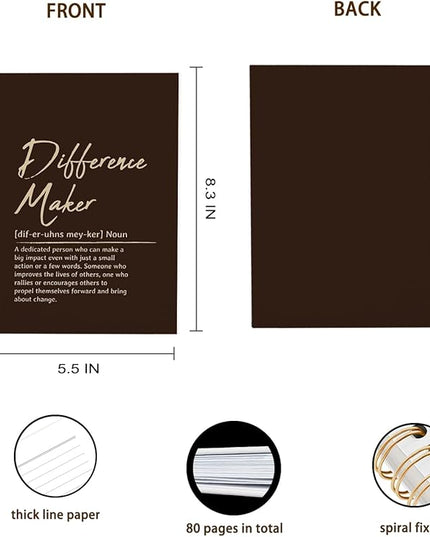 OXW Difference Maker Appreciation Gift, Meeting Notebook for Work, Thank You Gifts for Leader Mentor Manager Boss, Office Supplies Social Worker Notebook, Coffee Hardcover Spiral Notebook 5.5 x 8.3