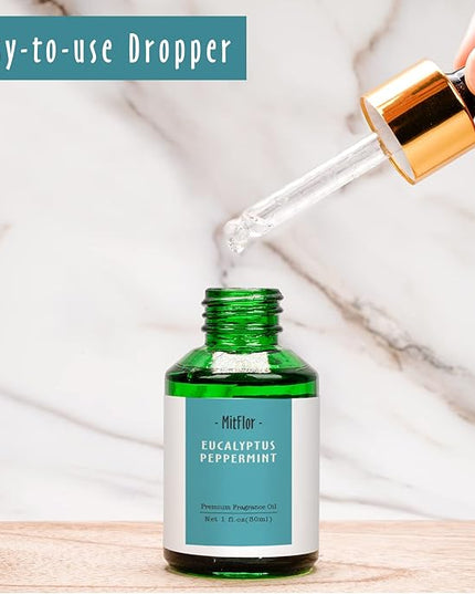 Eucalyptus Peppermint Fragrance Oil, MitFlor Large Size Single Scented Oil, Premium Grade Fragrance Oil for Soap & Candle Making, Refreshing Aromatherapy Oil Gift Set, Daily Home Fragrance, 30ml