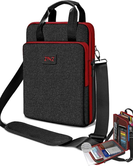ZINZ 12.3-13 Inch Travel Laptop Shoulder Bag with Expandable Compartment and Valuables Compartment -Black-Wine edge