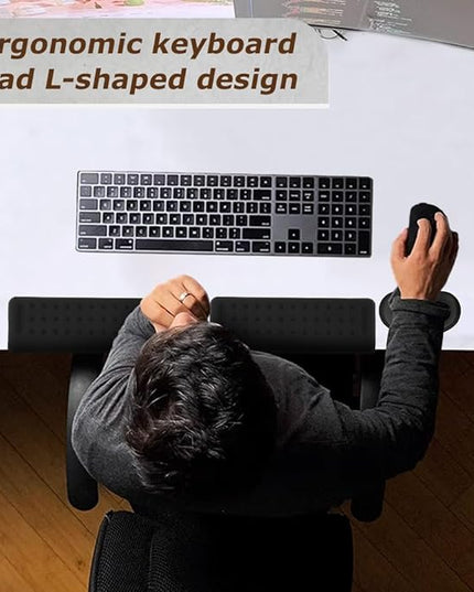 L-Shaped Desk Elbow Pad for Desk, Wrist Rest for Mouse, Memory Foam Elbow Pads with Non-Slip, Ergonomic Desk Edge Cushion, Wrist Support Arm Rest for Office and Gaming