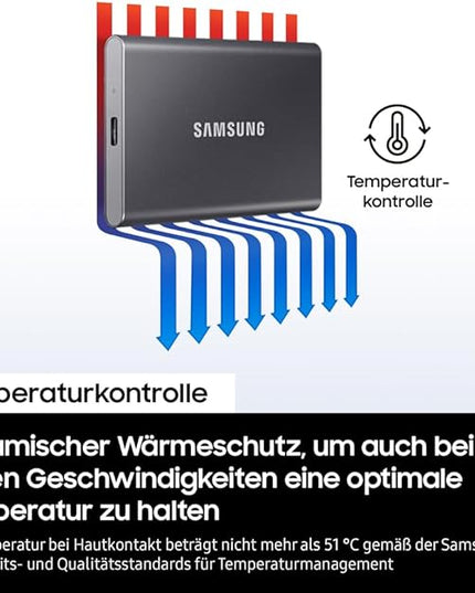 Samsung T7 Portable SSD - 1 TB - USB 3.2 Gen.2 External SSD Titanium Grey (MU-PC1T0T/WW)