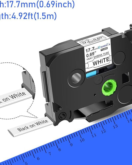 3 Pack Compatible for Brother Ptouch HSe-241 HSe241 HS-241 HS241 Black on White 17.7mm 0.69'' Heat Shrink Tubing Label Tape for Wire Cable use in PT-P710BT P700 P750W P900 Label Maker