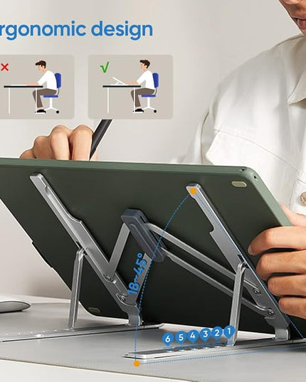 XPPen Drawing Tablet Stand for Desk,Silver Portable Holder for Graphics Tablet&Pen Display, Aluminum Computer Riser Compatible with 10 to 15.6 Inch Laptops and Drawing Tablets,Portable and Adjustable