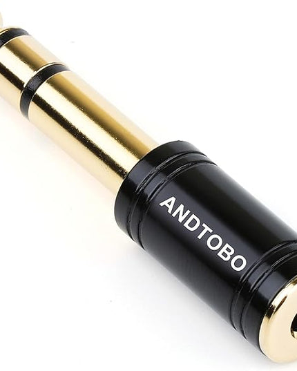 ANDTOBO 1/4''(6.35mm) Male to 1/8'' (3.5mm) Female Stereo Audio Jack Pure Copper Adapter for Headphone, Amp, 3 Pack-Black