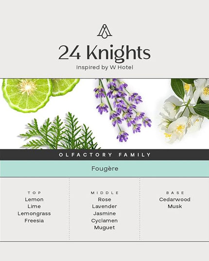 AromaPlan Hotel Scents 24 Knights, 1.7 Fl Oz (50 ml)-Home Luxury Aroma & Hotel Fragrance Essential Oil- Hotel Essential Oil for Aromatherapy- USA Made, Bolder Aroma & Longer Lasting