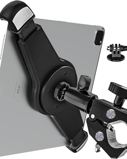 woleyi Large Tablet Mount Holder with 1/4" Screw Thread for Spin Bike, Treadmill, Microphone Stand, Tripod Adapter, Exercise Bicycle, Handlebar, for iPad Pro 13 Air & 9.5-14.5" Tablet, Gopro, Camera