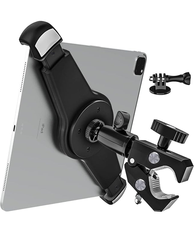 woleyi Large Tablet Mount Holder with 1/4" Screw Thread for Spin Bike, Treadmill, Microphone Stand, Tripod Adapter, Exercise Bicycle, Handlebar, for iPad Pro 13 Air & 9.5-14.5" Tablet, Gopro, Camera