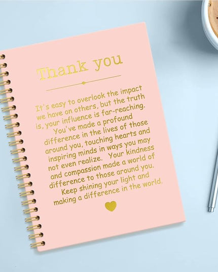Thank You Pink Gold Hardcover 160 Pages Spiral Notebooks, Funny Thank You Gifts for Women Men Coworkers Leader Mentor, Appreciation Gifts for Employees, Thanksgiving Gifts for Colleagues Leaders