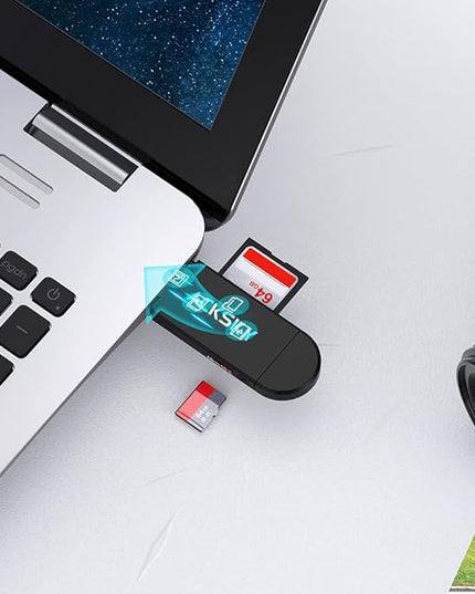 3-in-1 SD Card Reader-Type-C/USB-A/Micro USB, Dual Slot Memory Card Reader for MacBook/PC/Android/Phone/Camera/Laptop/Galaxy/Chromebook, Micro SD Card Adapter Supports SD/SDHC/SDXC/MMC