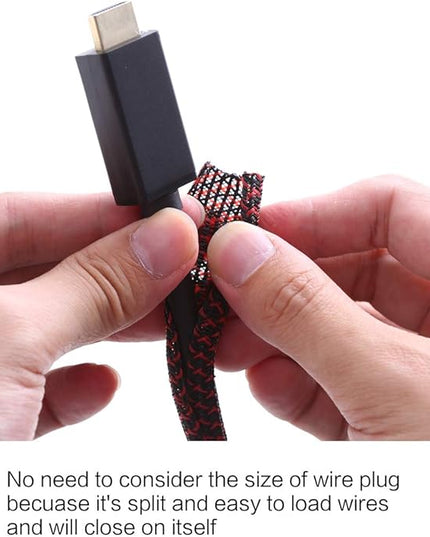 Alex Tech 25ft - 1/4 inch Cord Protector Wire Loom Tubing Cable Sleeve Split Sleeving For USB Cable Power Cord Audio Video Cable – Protect Cat From Chewing Cords - Blackred
