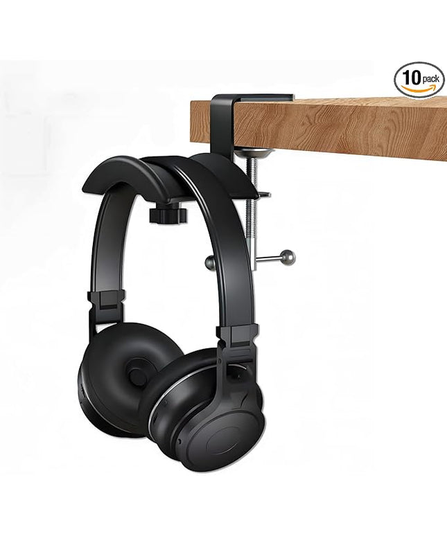 Singzhu Heavy-Duty Metal Headphone Stand Hanger for Large Gaming Headsets - Saddle-Shaped Holder & Desk Clamp (Fits 2in Thick Surfaces) - Durable Steel, Space-Saving Design