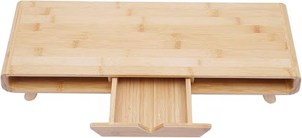 2-Tier Bamboo Monitor Stand Riser with Drawer, 24''L x 8''W x 4.5''H, Computer Monitor Riser Shelf for Desk for Laptop, Printer & Speaker, No Assembly Required, 110lbs Load Capacity
