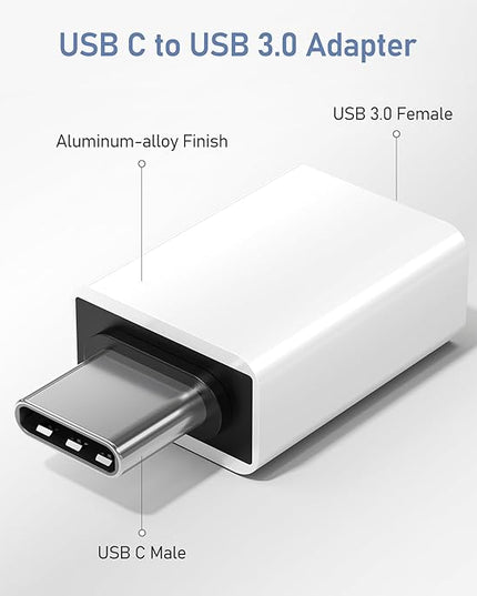 Basesailor USB C to USB Adapter 3Pack,USB C Male to USB A 3.0 Female Adapter,Type C Thunderbolt 4 OTG Converter for Apple MacBook Pro,Mac Book,iPad,Microsoft Surface Go,Samsung Galaxy S25,iPhone 17 16