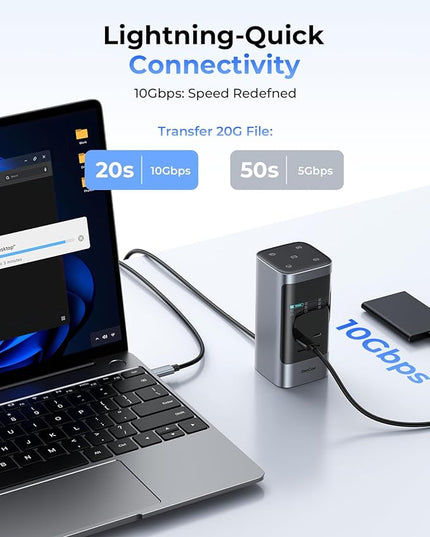 RayCue USB C Docking Station, 15in1 Triple Display with 5 Shortcut Button, Smart Display, DP&HDMI, 10G USB A/C, Gigabit Ethernet, 100W PD, Audio, Laptop Docking Station for Dell/HP/Lenovo/Mac and More