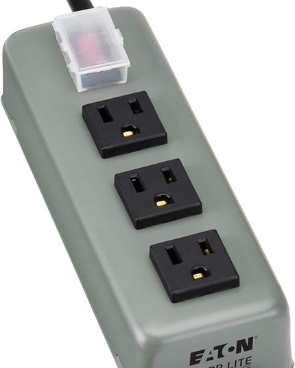 Eaton Tripp Lite Series 3-Outlet Heavy Duty Power Strip, Metal, Mountable (Wall Mount & Under Desk), 6ft Extension Cord, On/Off Switch Cover, Industrial Garage Shop Work Bench Applications (3SP)