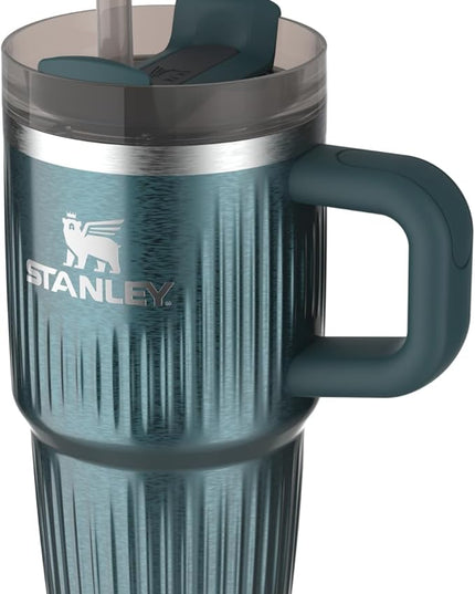 STANLEY Quencher H2.0 Tumbler with Handle and Straw 20 oz | Flowstate 3-Position Lid | Cup Holder Compatible for Travel | Insulated Stainless Steel Cup | BPA-Free | Fluted Marina Shine