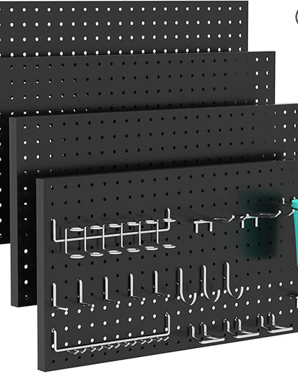 4 PCS - 12" W x 24" H x 0.78" D Metal Pegboard Wall Organizer, Compatible with All 1/8" and 1/4" Hooks, Suitable for Wall Home, Garage Tool Storage, Office Organization, Craft Room, Kitchen