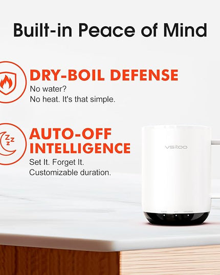 Vsitoo S3 Plus 14oz Heated Coffee Mug - Temperature Control Smart Mug with Mug Warmer, Auto-Sensing AI Heats Drinks to 120-150°F Hands-Free.Ideal for Home/Office/Gifts，White