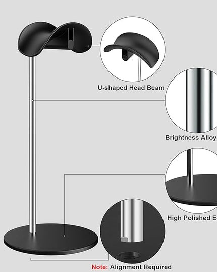 SHUOSUO Headphone Stand, Headset Holder with Solid Base for Desk, Compatible with AirPods Max, Beats, Bose, B&O, Sony, Sennheiser, Gaming, etc (Black)