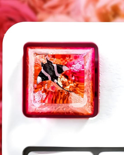 Manta Ray Artisan Keycap Pink Orange Ocean Coral R1 SA Profile Custom Sea Creatures Keycaps 1U ESC Handmade Gaming Resin Key Cap Cherry MX Switch Compatible Mechanical Keyboard Manta Ray Lover Gift