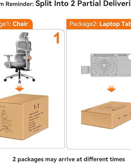Newtral Office Chair Ergonomic - Home Office Desk Chair, Big and Tall Office Chair, Auto-Following Lumbar Support for Back Pain, Adjustable Seat Depth and Height (with Footrest + Laptop Tray, Gray)
