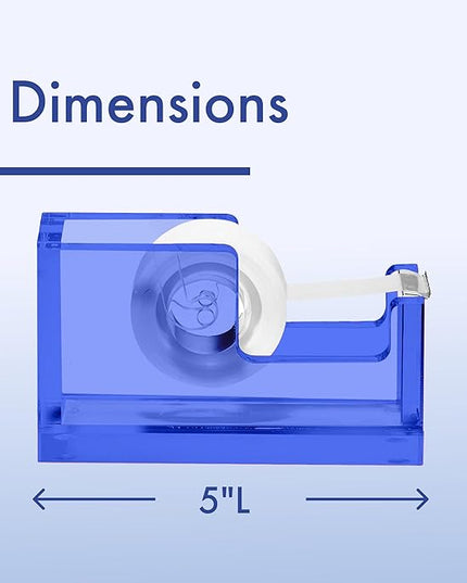 OfficeGoods Acrylic Tape Dispenser – Modern Desk Organizer for Office Supplies – Heavy Duty Refillable Tape Holder for Home and School Crafting – Stylish Desktop Accessory for Gift Wrapping, Blue