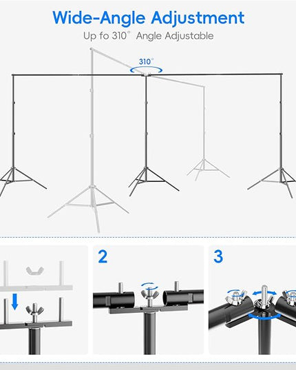 Photo Video Studio Large 20x7ft Adjustable Backdrop Stand, Photography Background Support System Kit with 310° Angle Rotatable Connector, 8 Clamps, 3 Sandbags and Carrying Bag