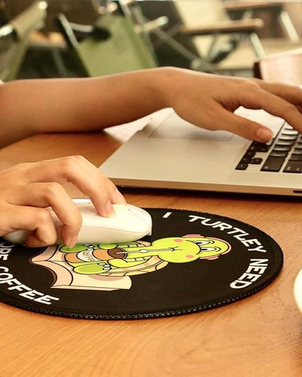 Turtle Mouse Small Pad, Cute Funny Mousepad with Non-Slip Rubber Base, Mini Round Mouse Pads for Desk Accessories Laptop Gaming Office Supplies Decor(8.6 x 8.6 Inch)