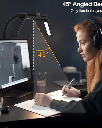 3 Light Bar Gooseneck Architect Desk Lamp with Clamp, 24W Bright Led Tall Overhead Desk Light for Home Office,Eye Care Reading Table Light for Desktop Working,Drafting,Reading