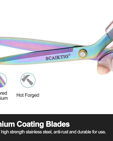 SCAIKTIG Acrylic Scissors, 4-Pack (9.4"/8"/6.8"/4"), Clear Comfort-Grip Handles, Titanium Coated Blades, Sharp, Heavy Duty, Ambidextrous, Transparent + Rainbow