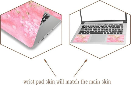 Laptop Skin Sticker Decal,12" 13" 13.3" 14" 15" 15.4" 15.6 inch Laptop Vinyl Skin Sticker Cover Art Protector Notebook PC (2 Wrist Pad Skins Included), Waterproof Removable, Pink Golden Marble
