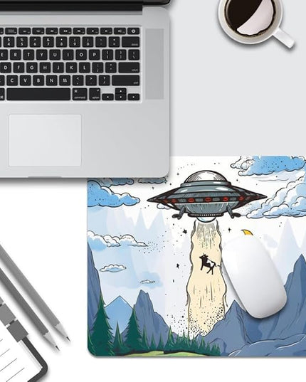 Design - UFO Square Mouse pad, Texture, Waterproof, Anti Slip Rubber Base, Computer Mouse pad, Laptop Mouse pad