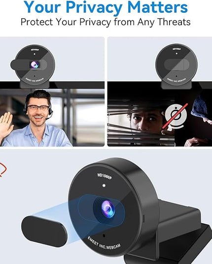 EMEET C950 1080P Webcam - USB Webcam with Microphone & Physical Privacy Cover, Noise-Canceling Mic, Auto Light Correction, Fixed Focus, Ultra Web Cam w/ 70°View for Meeting/Online Classes/Zoom/YouTube