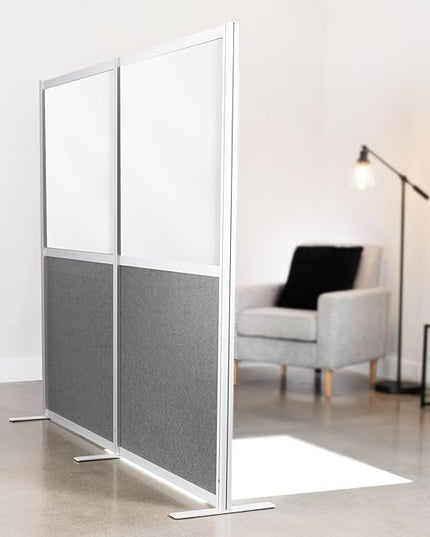 VIVO Modular Wall System, 2 PET and Whiteboard Panels, Professional Office Cubicle Dividers, Freestanding Privacy-Screen, 66 inches High, White and Dark Gray, PP-MWS63WB