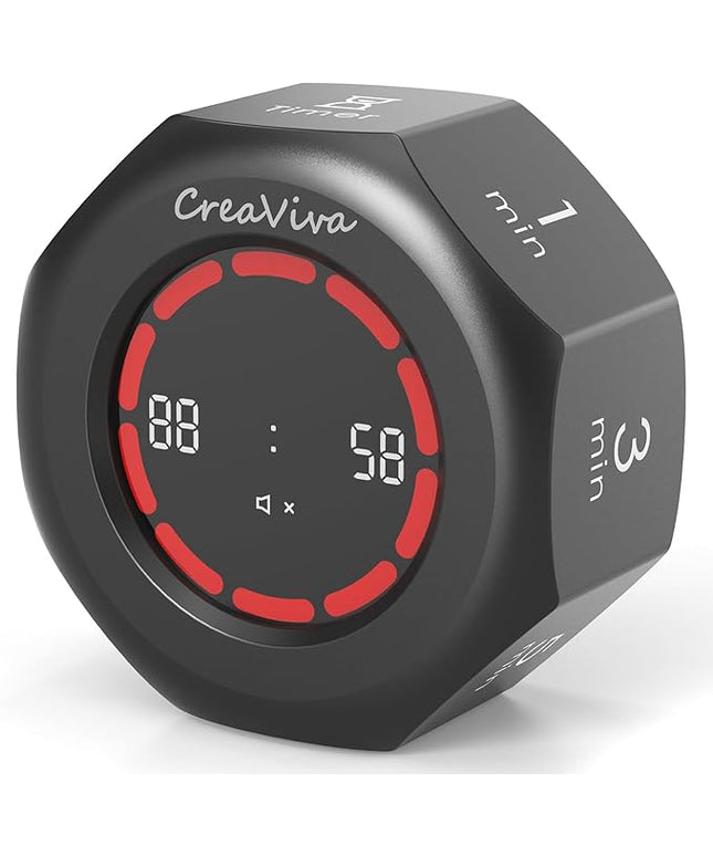 Pomodoro Timer, Flip Cube with 7 presets Countdown, Count up, Rechargeable Small Portable Visual Focus Stopwatch for ADHD, Kids, Classroom, Kitchen, Work, Study, Productivity (Space Grey)